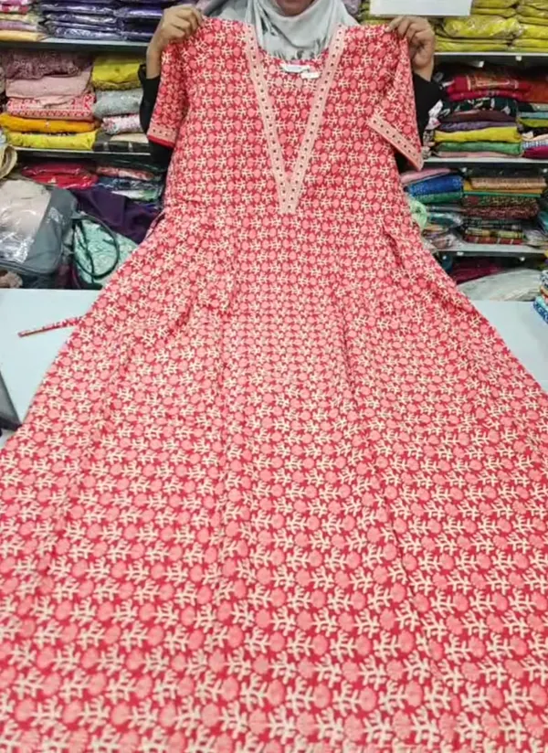 Premium Cotton Frock Style Nighty with Adjustable Rope & Side Pocket |NT3650